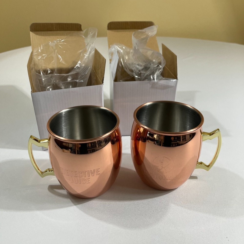 Hunt A Killer Detective Juice Moscow Mule Mugs Copper Finish Stainless Steel Set